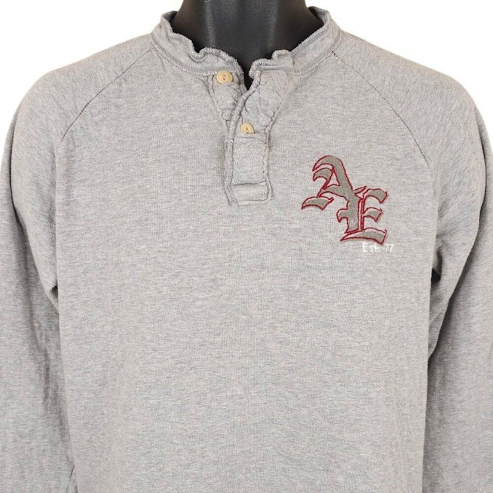 American Eagle Henley T Shirt Mens Size Small Gray Long Sleeve